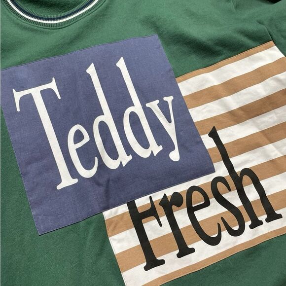Teddy Fresh Box Paneled Green and Blue Men's Sweatshirt Size XL - Picture 3 of 5